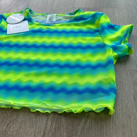 Kulani Kinis Mesh Cropped Tee Dolce Vita Print Mesh Top Size S NWT - Picture 6 of 11